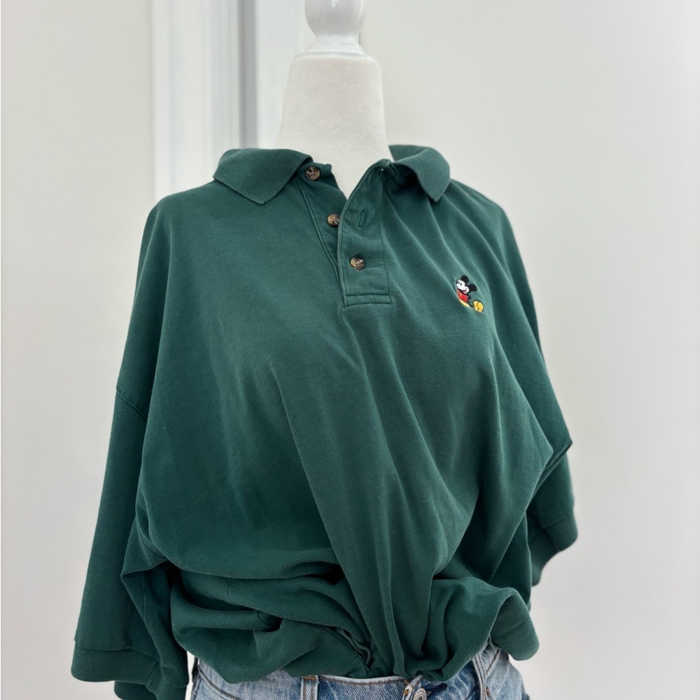 VTG Disney Green Polo Shirt with Mickey Mouse Embroidery - Picture 3 of 4